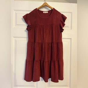 Indigo Soul Tiered Ruffle-Sleeve Dress - Wine